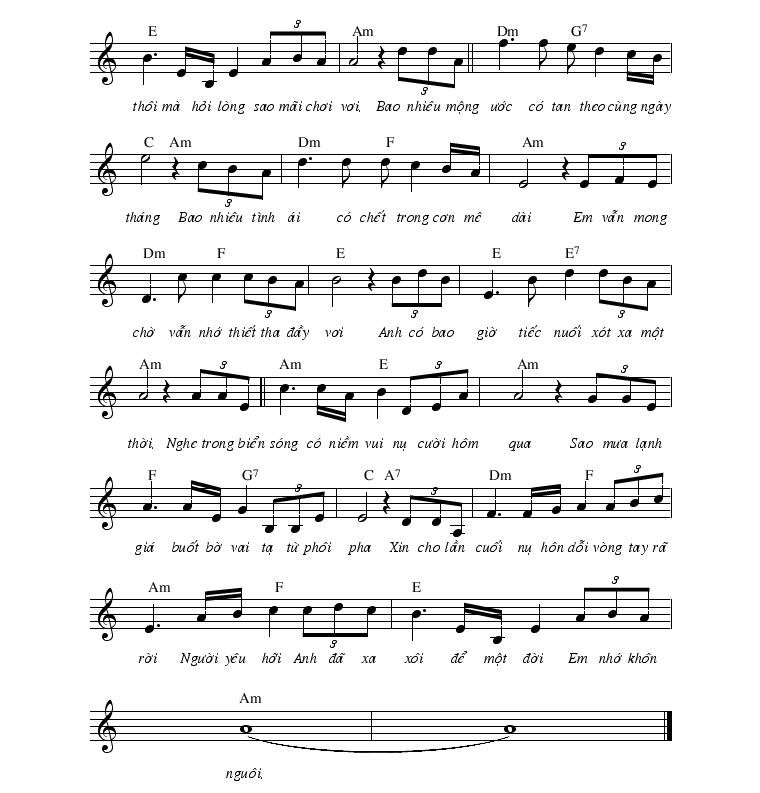 Sheet nhạc Biển Và Em 2